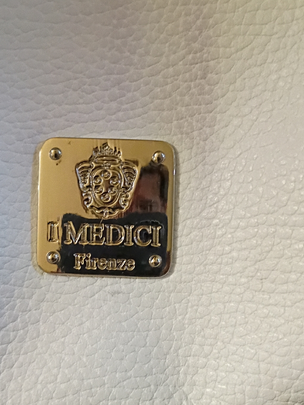 White Cosmetic Bag with Gold Plaque